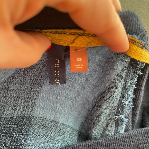 PILCRO by Anthropologie Plaid Boyfriend V Neck Tunic XS - Picture 5 of 5